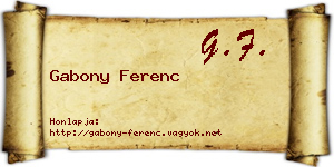 Gabony Ferenc névjegykártya